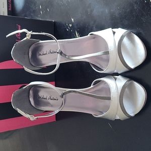 Michael Antonio "Gulu" silver T-strap heels size 10